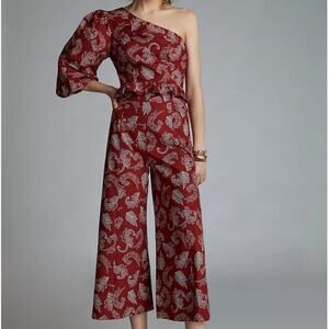 Anthropologie Mare Mare Teresita two-piece poplin one shoulder top culottes XS